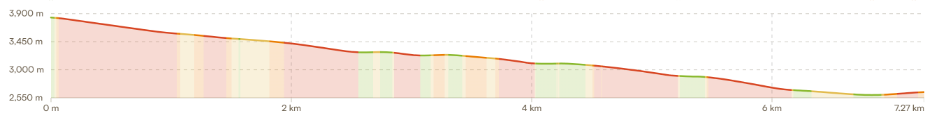 Elevation profile for Day 6 — Taktsang Monastery descent